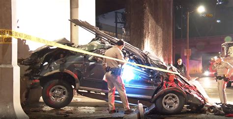 SUV plunges off 101 overpass in downtown Los Angeles; 2 hospitalized