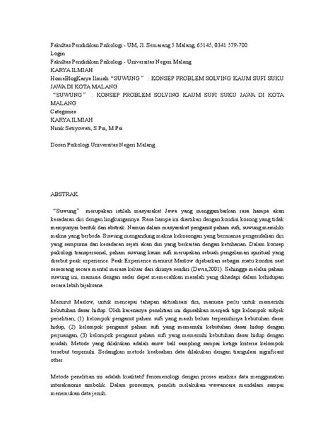 Suwung: Makna dan Problem Solving Sufi | PDF - Scribd - balustradellc