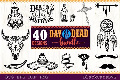 SVG Design Day of the Dead SVG Bundle 40 SVG Cut Files Crafter File SVG