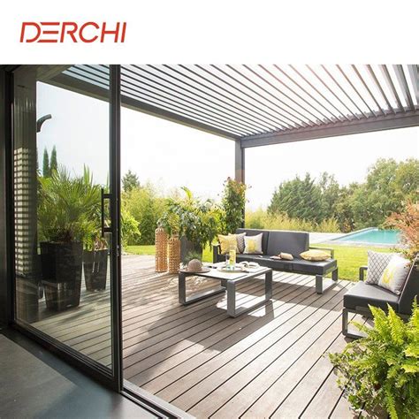 Sweet Home Outdoor Aluminum Frame Motorized Louver Pergola with Modern ... - balustradellc