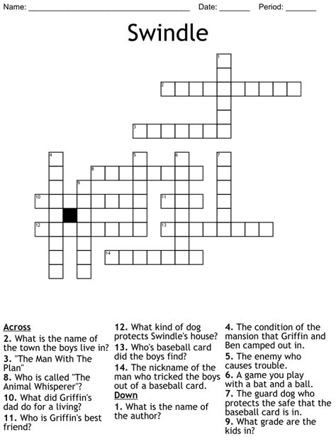 SWINDLING - Crossword Clues Wordplays.com