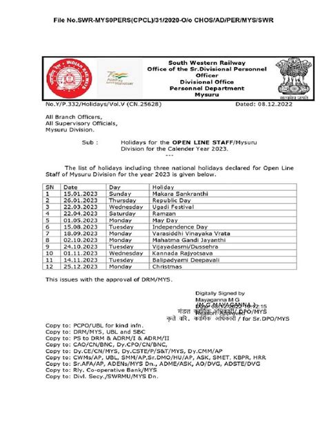 SWR Calendar 2023 PDF