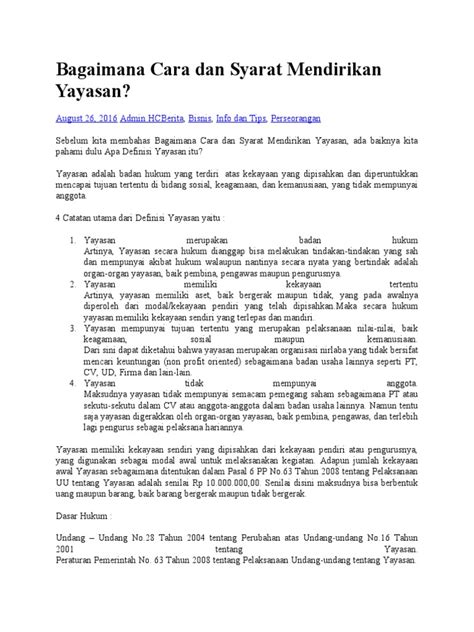 Syarat dan Prosedur Mendirikan Yayasan di Indonesia - balustradellc