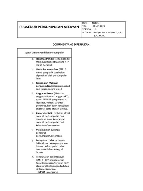 Syarat dan Prosedur Pendirian Perkumpulan - Solusi … - balustradellc