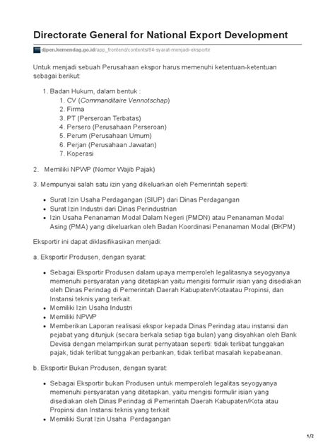 Syarat Menjadi Eksportir Perorangan di Indonesia - balustradellc