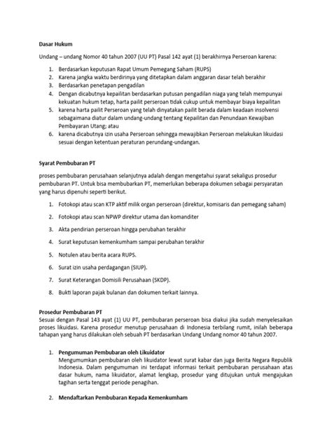 Syarat Pembubaran PT dan Prosedur Lengkapnya - balustradellc