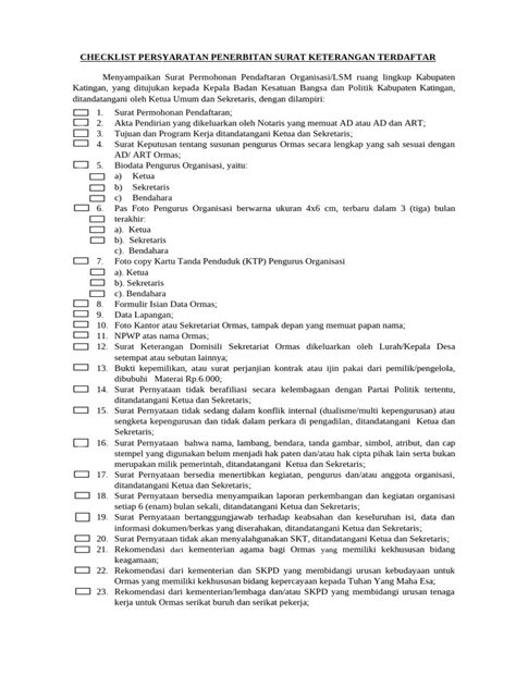 Syarat Pendaftaran Op Di Kesbangpol | PDF - Scribd - balustradellc