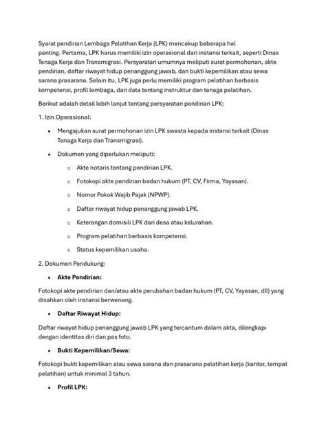 Syarat Pendirian Lembaga Pelatihan Kerja - balustradellc