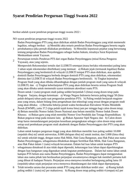 Syarat Pendirian Perguruan Tinggi Swasta - balustradellc