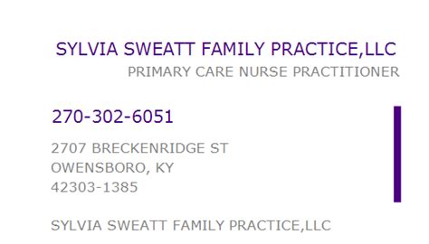 SYLVIA SWEATT FAMILY PRACTICE, LLC NPI 1821352949