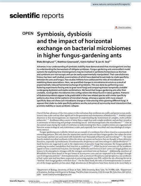 Symbiosis, dysbiosis and the impact of horizontal exchange on - raincitystudios.com