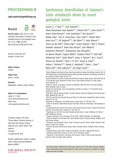 Synchronous diversification of Sulawesi's iconic artiodactyls driven by ... - muktibox.com