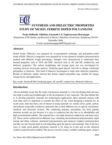 Synergistic design of polyaniline/nickel ferrite ... - Springer - wintechmobiles.com