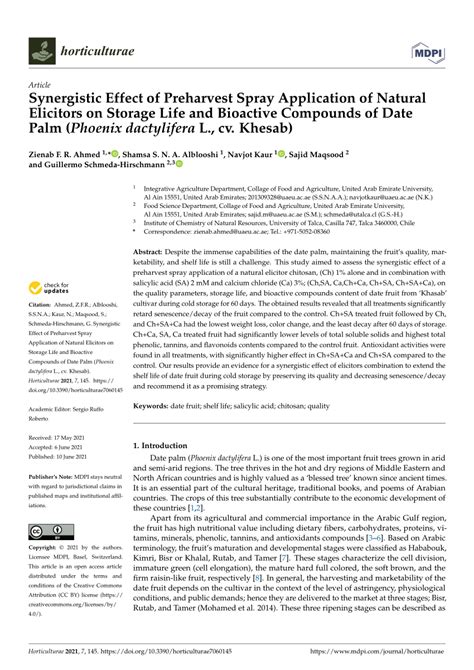 Synergistic Effect of Preharvest Application with Some Elicitors on ... - raincitystudios.com