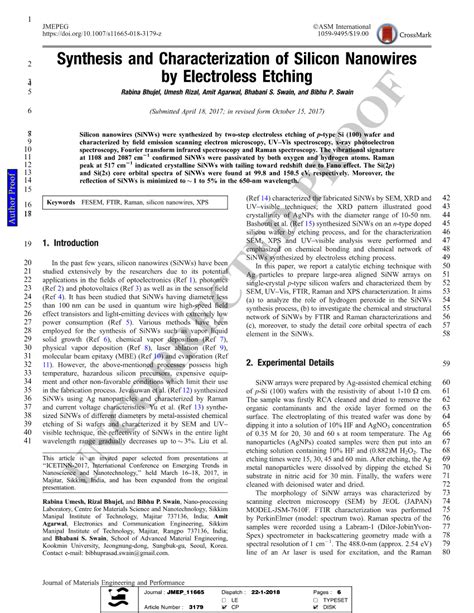 Synthesis Characterization And Integration Of Silicon Nanowires For ... - wintechmobiles.com