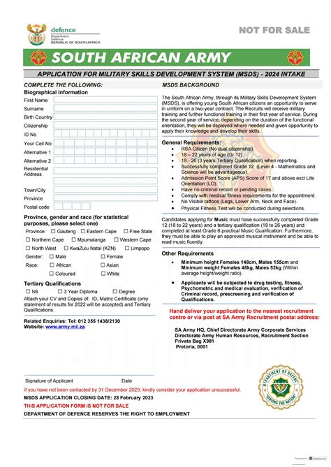 Sa Military Application 2024 Form - Fill Out and Sign Printable PDF ...