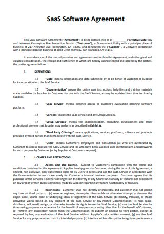 SaaS Agreement Sample