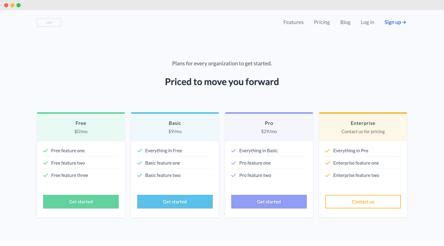 SaaS pricing landing page template Unstack Inc.