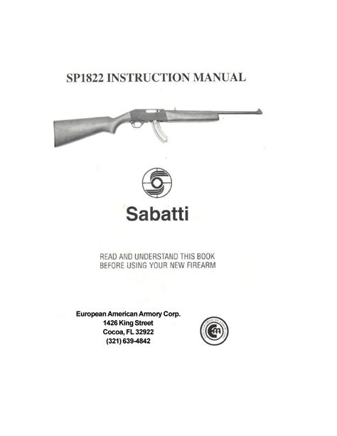 Sabatti sp1822 rifle instruction owners parts manual downloa. - Yamaha road star manual oil change.