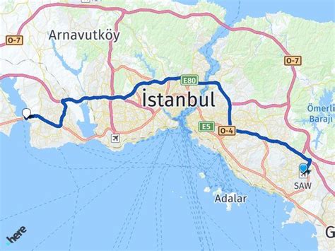Sabiha Gökçen Havalimanı Büyükçekmece arası kaç km ve kaç saat . 