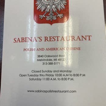 Sabinas polish restaurant melvindale. A GiftRocket with suggested use at Sabina's Restaurant is a delightful monetary cash present for friends, family, and co-workers. It's the perfect last minute online gift for a birthday, graduation, wedding, holiday, and more. See how it works. Combine the thoughtfulness of a gift card with the flexibility of money. 