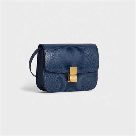 Sac Classic Moyen Modèle lézard - Bleu foncé CELINE