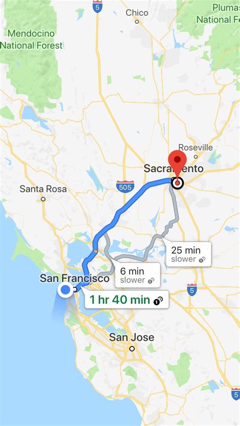 The journey San Francisco to Sacramento tak