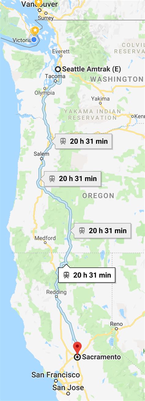 Recommended option. Fly from Sacramento • 3h 39m. Fly from Sacramento (SMF) to Seattle (SEA) SMF - SEA. $84 - $327. Cheapest option. Train • 20h 2m. Take the train …. 