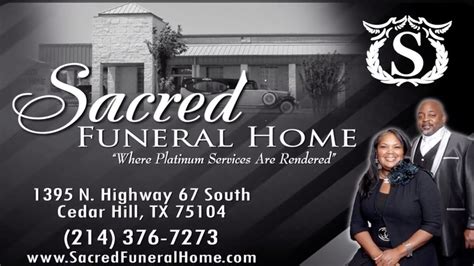 Sacred funeral home dallas tx. Specialties: "Where Platinum Services Are Rendered" Sacred, Inc. providing exceptional funeral and cremation services. On- site chapel seats 200. Florist, livery and transportation services. Pre-Arrangement & Pre-Need Insurance, Notary, and Printing. Established in 1993. 