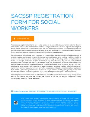Sacssp Registration Form For Social Work Students
