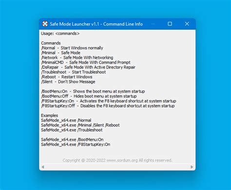 Safe Mode Launcher v1.1 Sordum.