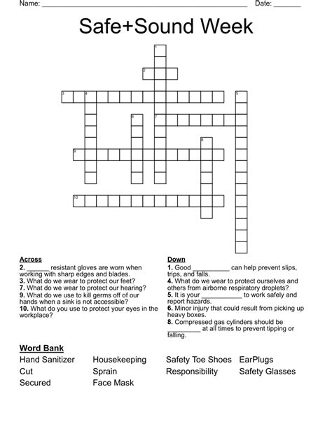 Safe+Sound Week Crossword WordMint