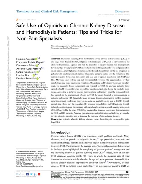 Safe Use of Opioids in Chronic Kidney Disease and …