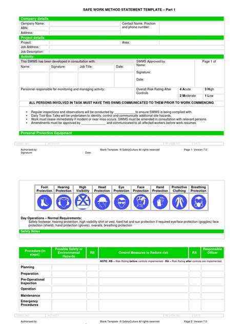 Safe Work Method Statement Template PDF Personal Protective