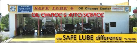 Since 1996 SafeLube Plus 1270 N McCarran Blvd the Smart Choice Best Oil Change In Reno Nevada Official DMV Vehicle Registration Renewal Site for Emissions Test. OUR HOURS Mon thru Fri 8 to 6 Sat 8 to 5 Sun 9 to 5 "CALL to CONFIRM" Since ... Safe Lube Plus is Pleased to Announce. 