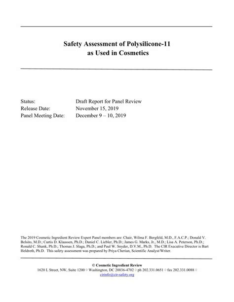 Safety Assessment of Polysilicone-11 as Used in Cosmetics