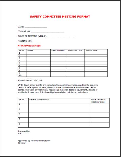 Safety Committee Meeting Template