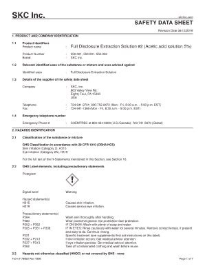 Safety Data Sheet (SDS) For Full Disclosure Extraction Solution 2