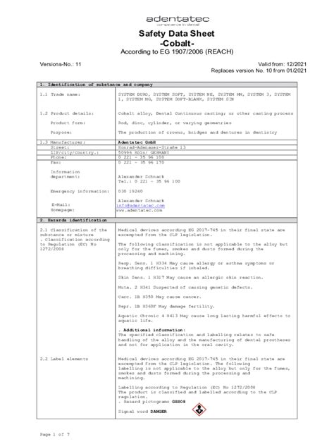 Safety Data Sheet - Nickel Test