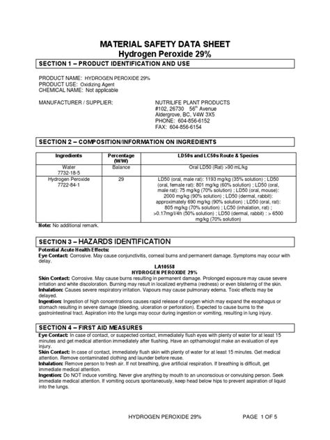 Safety Data Sheet HYDROGEN PEROXIDE Product name Manualzz