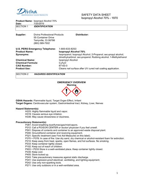 Safety Data Sheet Scented Alcohol 70% - A Permanent Solution