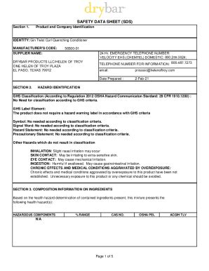 Safety Data Sheets Precision Water Usa