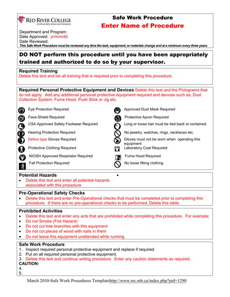 Safety Procedure Template