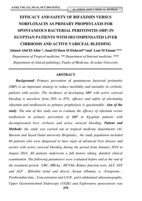 Safety and Efficacy of Rifaximin in Prophylaxis of …