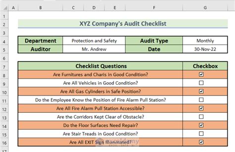 Safety audit checklist excel.  This checklist helps you systematically a...