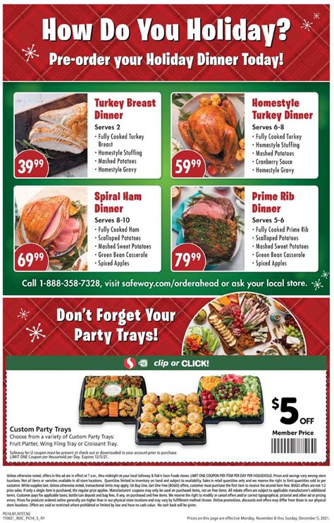 Safeway Holiday Dinners To Go. Have your Thanksgiving dinner meal Italian-style this year. Not a Costco member yet? The mashed potatoes are cooked in the microwave for 3 minutes, with the plastic wrap vented. Safeway has a comprehensive selection of pies for your holiday meal. Christmas Dinner Ideas Everyone in the Family …