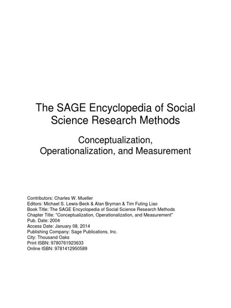 Sage Research Methods - Encyclopedia of Measurement and …