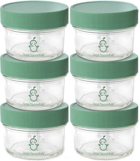 Sage Spoonfuls Baby Food Storage, Glass 4 oz (Pack of 6)