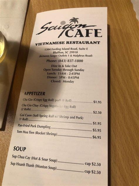 Saigon cafe bluffton menu. Saigon Cafe: Best Hot and Sour Soup - See 334 traveler reviews, 23 candid photos, and great deals for Bluffton, SC, at Tripadvisor. 