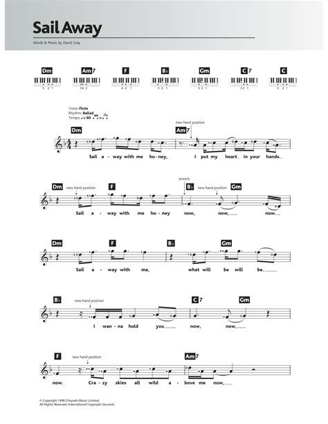 Sail Away Bass Tabs - David Gray @ BigBassTabs.com